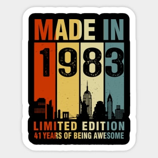 Made In 1983 41st Birthday 41 Years Old Sticker